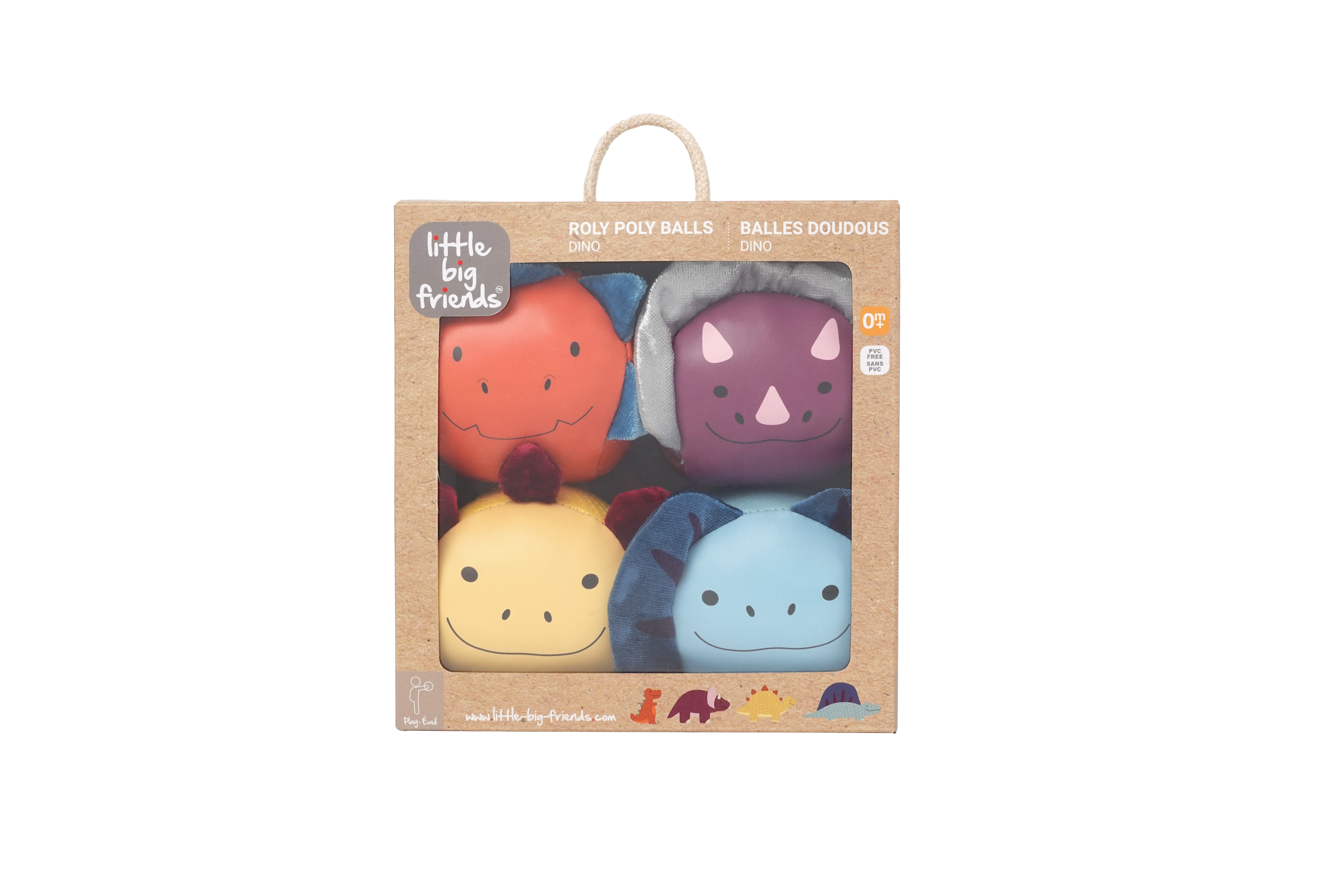 Roly Poly balls - Set of 4 plush balls - Dino Friends