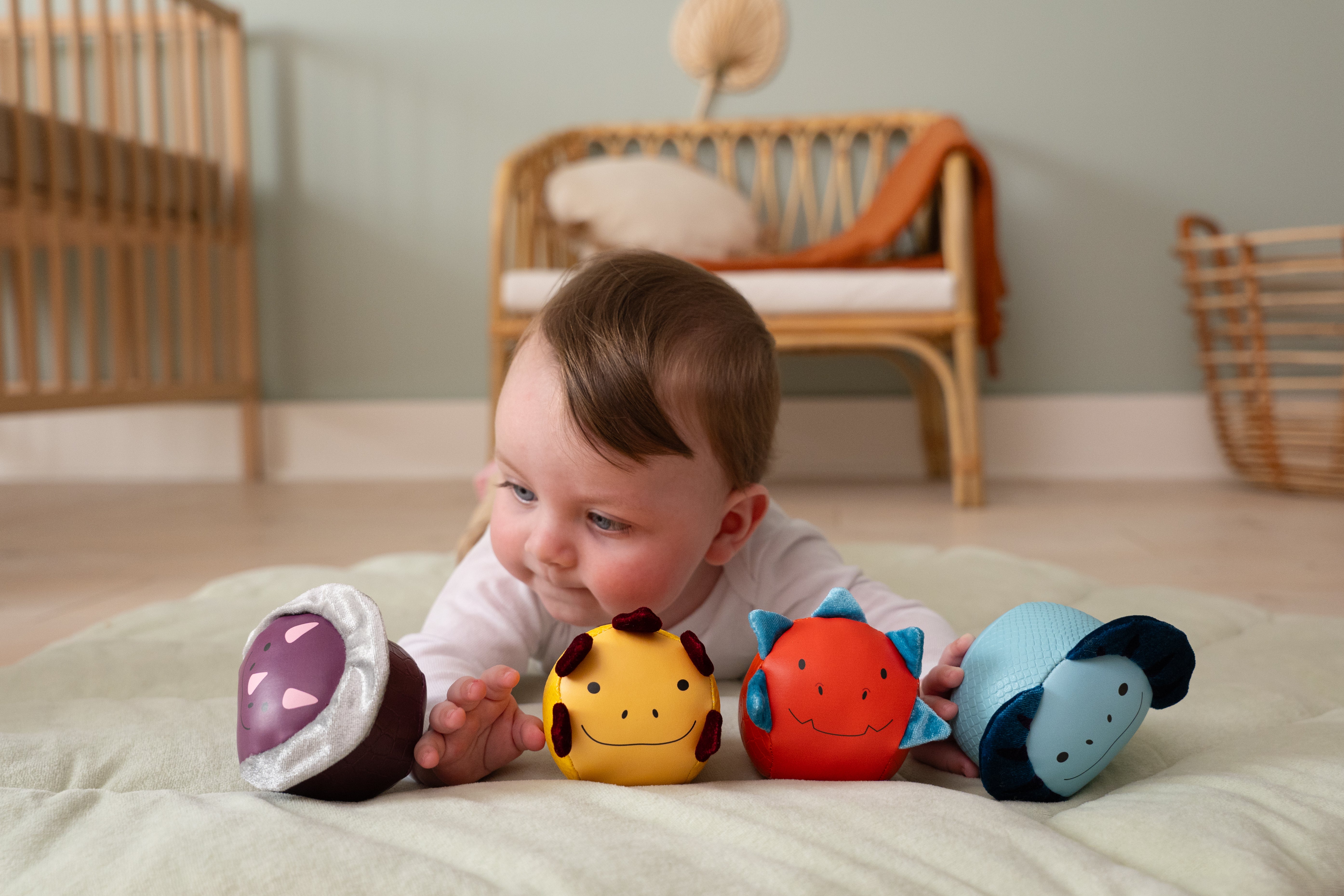 Roly Poly balls - Set of 4 plush balls - Dino Friends